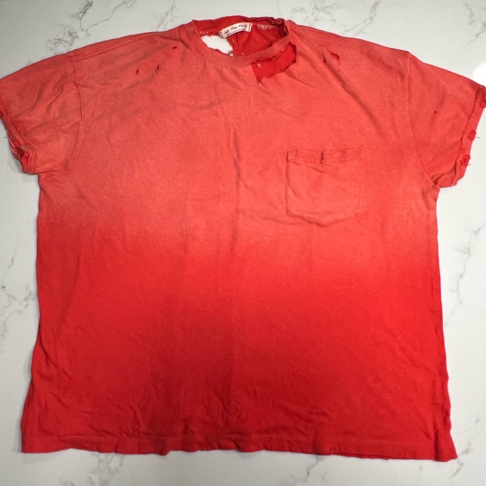 Free People We The Free Medium Lucky Oversized T-Shirt Distress Holes/ombré